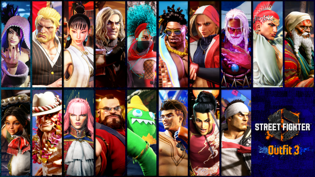 『ストリートファイター6』で発売初期から登場する18キャラクターのコスチューム「Outfit 3」が12月1日（金）より発売！