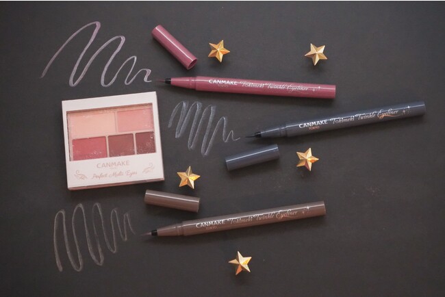 【キャンメイク】瞬きするたび上品にツヤめく(ハート)微細パール配合のリキッドアイライナーが新登場！これ1つでアイメイクが完了するマルチな5色アイシャドウパレットの新色も11月下旬より発売