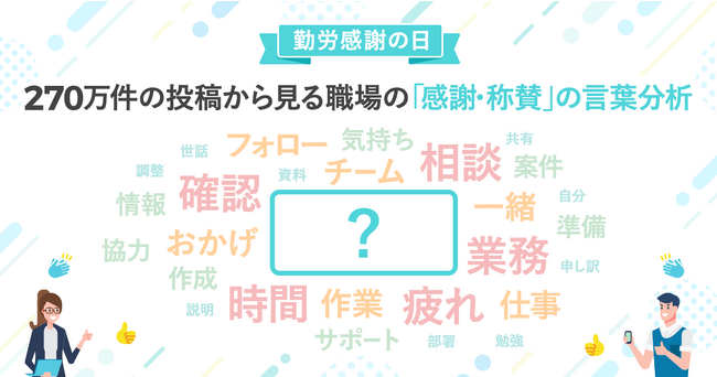 【11月23日は勤労感謝の日】 約270万件のUnipos投稿から見えた職場で飛び交う「感謝・称賛」のワード分析