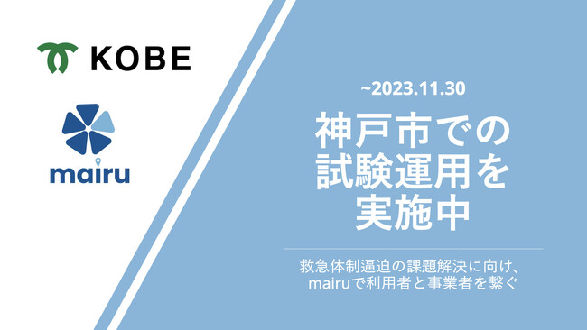 株式会社mairu techは、神戸市の地域課題解決プロジェクト「Urban Innovation KOBE」において、1ヶ月間の「mairu」の試験運用を実施中。