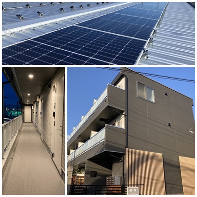 投資用賃貸住宅への太陽光発電システム　1棟目が竣工