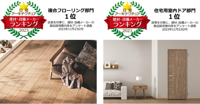 日経アーキテクチュア「採用したい建材・設備メーカーランキング2023」　『複合フローリング部門』・『住宅用室内ドア部門』で第1位を獲得