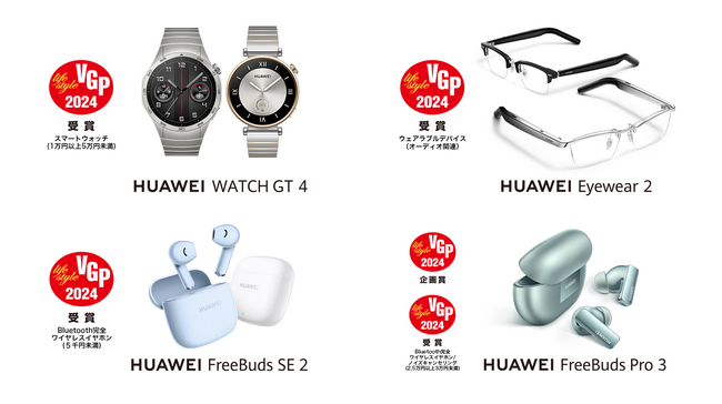 国内最大級のオーディオ ビジュアルアワードVGP2024にて、『HUAWEI FreeBuds Pro 3』の企画賞をはじめ、多数の製品が受賞！