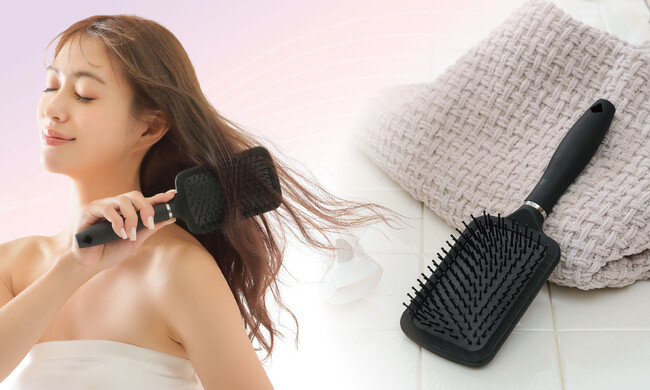 毎日のドライヤー時間の短縮に！新発想の珪藻土入りヘアブラシ！