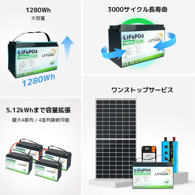 【LVYUAN】100Ah 12Vリン酸鉄リチウムイオンバッテリーの発表