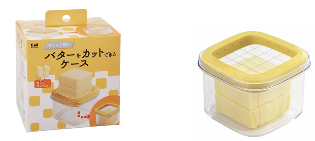 料理やお菓子作りに便利！面倒な計量や手が汚れるといったバターのお悩みを解消する「冷たくて硬いバターをカットできるバターケース」が初登場