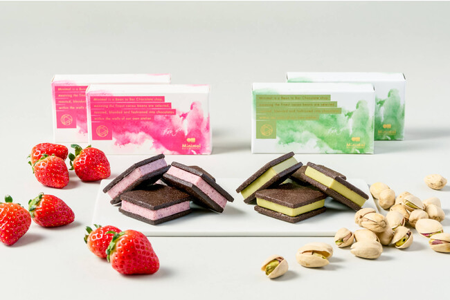 Minimal、冬季限定「チョコレートサンドクッキー -苺＆ピスタチオ- 」11月28日発売。クリスマスやバレンタインギフトにもおすすめのギフト人気No.1のサンドクッキーの期間限定フレーバー。