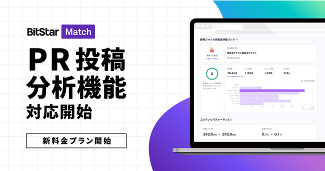 PR効果を可視化する「PR投稿分析機能」をインフルエンサーマーケティングプラットフォーム「BitStar Match」にて提供開始