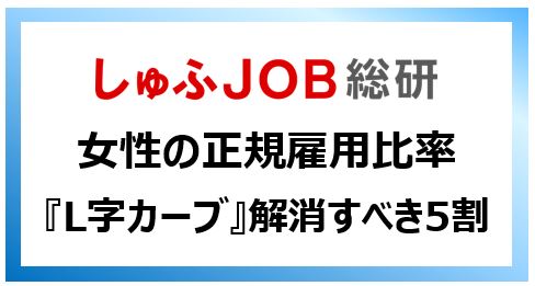 女性の正社員比率に生じる『L字カーブ』： 「解消すべき」52.4％／必要な取り組み「柔軟に休める 」74.3%　「貧欲な仕事」影響か