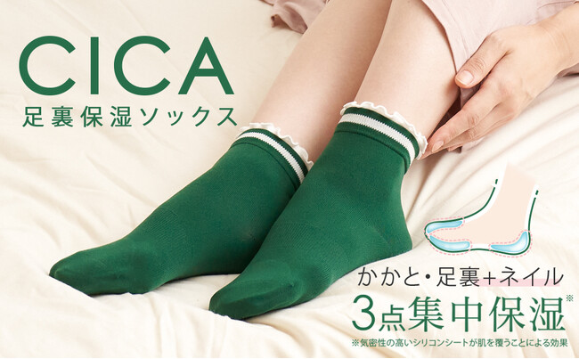 【新商品】履くだけで足全体を保湿ケア！CICA成分配合のショートソックス『CICA 足裏保湿ソックス』が新登場。