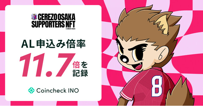 国内初(※1)のプロスポーツチーム公式ジェネレーティブNFT販売、 セレッソ大阪「セレサポNFT」のCoincheck INOにおけるAL申込み倍率が11.7倍を記録