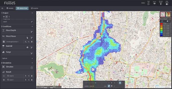 気候変動に伴う浸水リスクを高速にシミュレーションする環境省の開発途上国向けWebサービス「FloodS」を構築