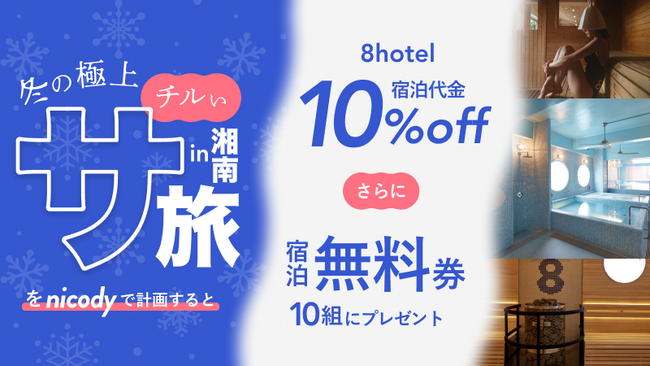 【8HOTELコラボ】旅行計画アプリのニコディがギフト券&クーポンプレゼントキャンペーンを開催