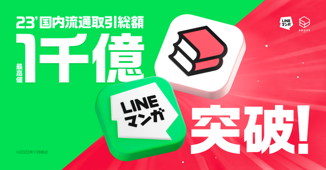 「LINEマンガ」「ebookjapan」両サービスを合わせた2023年度の国内流通取引総額が2023年11月時点で1,000億円突破！