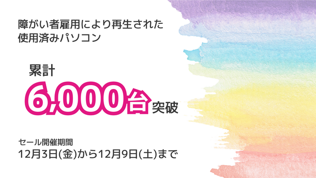 障がい者雇用から生まれた「再生パソコン」が6000台を突破！12/9まで障がい者週間セールを開催