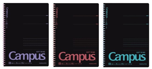 人気の「キャンパス ソフトリングノート（ドット入り罫線）」からブラックカラーを発売