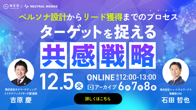 無料共催ウェビナーのお知らせ「ターゲットを捉える共感戦略【ペルソナ設計～リード獲得】」