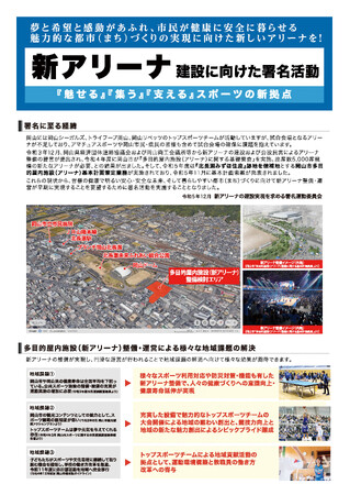 新アリーナ建設に向けた署名活動のお知らせ