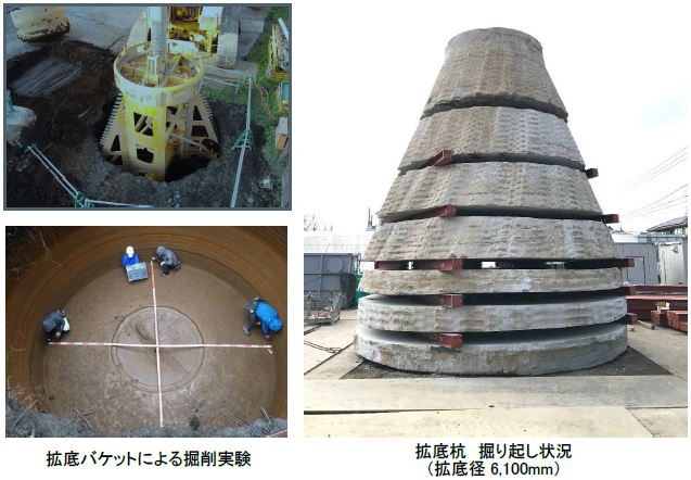 超高層ビルを支える国内最大の拡底バケットを用いた拡底杭工法を開発