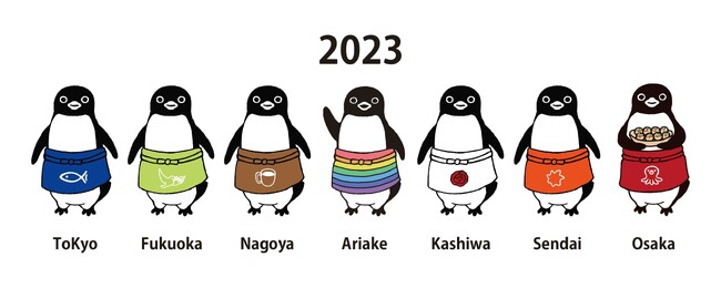 東京・有明のギャラリーに、人気イラストレーター坂崎千春が描くペンギンが大集合！イヤーグッズも登場し、2023年最後の展覧会を開催中