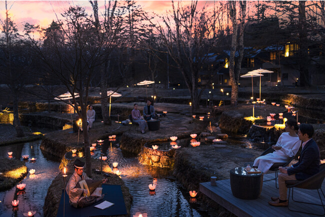 【星のや軽井沢】約300個の花行燈が灯る幻想的な空間で、春の到来を寿ぐ催し「軽井沢 花の宴」を今年も開催｜期間：2024年3月1日～4月26日