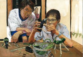 「祖母と精霊馬作り」 「祖母と精霊馬作り」