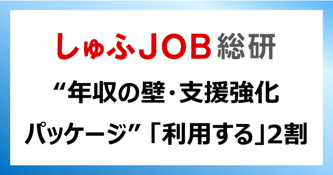 “年収の壁・支援強化パッケージ”を主婦・主夫層は使うのか？「利用する」20.4%