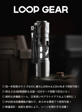 指一本程度のサイズで超強力な明るさを実現!ミニ懐中電灯「LOOP GEAR」
