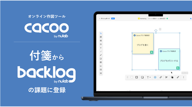 作成した付箋をそのままBacklogの課題に変換！オンライン作図ツール「Cacoo」に付箋からBacklogの課題に登録できる新機能がリリース