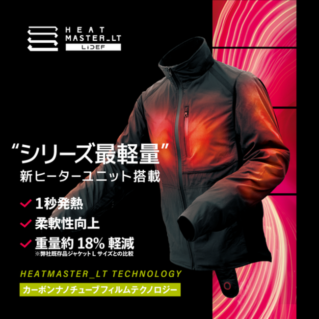 電熱ウエアブランド【HEAT MASTER（ヒートマスター）】から、カーボンナノテクノロジーでヒートマスター史上最高の軽やかな着心地の新作発売！