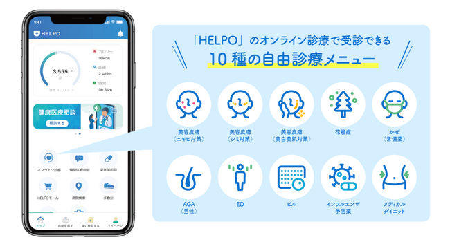 ヘルスケアアプリ「HELPO」のオンライン診療機能に10種の自由診療メニューが追加