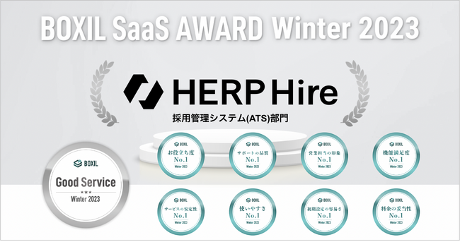 【HERP Hire】「BOXIL SaaS AWARD Winter 2023」の採用管理システム（ATS）部門で「Good Service」に選出