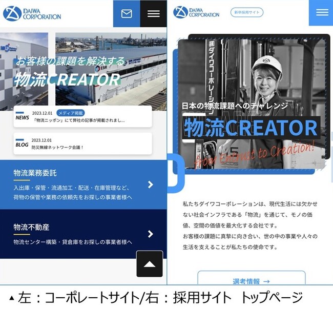 物流・倉庫業のダイワコーポレーション、ターゲットの知りたい情報やニーズに応えるため、コーポレートサイトと採用サイトを全面リニューアル！