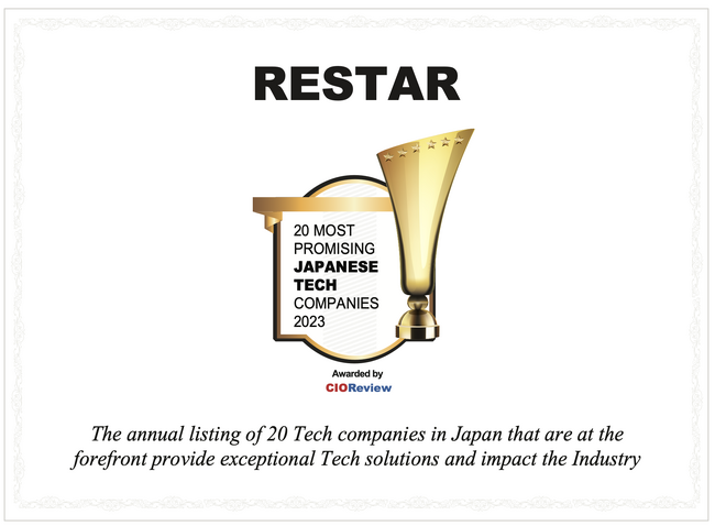 RESTAR、 IT専門誌「CIOReview APAC」より、最も有望な日本のテックカンパニーTOP20としてAwardを受賞