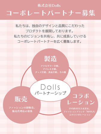ファッションブランド MAYLAを運営する株式会社Dollsがコーポレートパートナーシップを展開！各分野でのパートナー募集開始