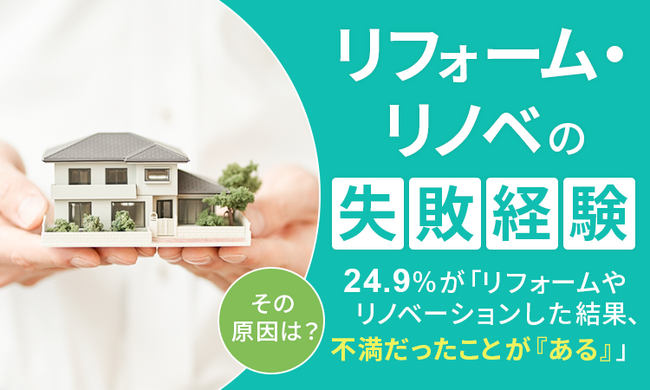【リフォーム・リノベの失敗経験】24.9％が「リフォームやリノベーションした結果、不満だったことが『ある』」その原因は？