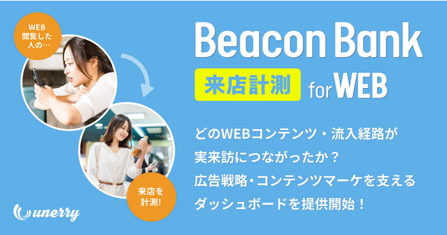 unerry、WEBサイト閲覧者の来店コンバージョンを分析するダッシュボード「Beacon Bank 来店計測 for WEB」を提供開始