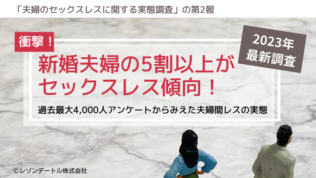 【衝撃】新婚夫婦の5割以上がセックスレス傾向！──過去最大4,000人アンケートからみえた夫婦間レスの実態｜「夫婦のセックスレスに関する実態調査」の第２報（2023年調査）