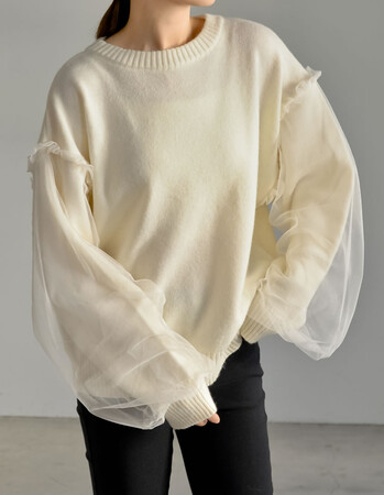 【Re:EDIT（リエディ）】フリルやチュールのフェミニン要素が際立つ新作のデザインニットプルオーバーが12/17（日）12:00～販売開始