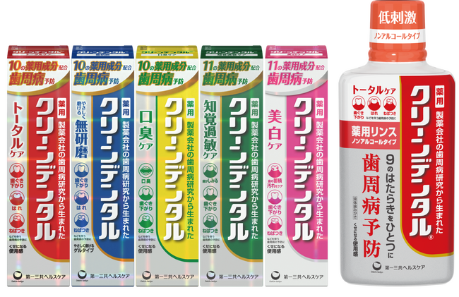 製薬会社の高機能歯周病予防歯みがきが、シリーズ最高処方（*1）へ。「クリーンデンタル トータルケアシリーズ」を全面リニューアル