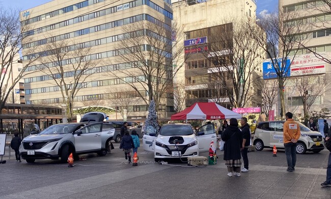 メリーフクニチャージ！中テレクリスマスドリーム「親子で楽しむ！クリスマス スケートリンク in エスパル福島」で子供たちへクリスマスの思い出を。福島駅東口前駅前広場に電気自動車でクリスマスに彩りを！