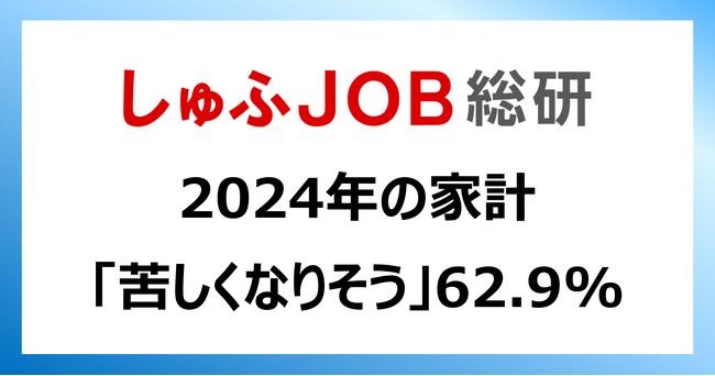 【2024年の家計と収入の増やし方】就労志向の主婦・主夫層に調査「家計苦しくなる」2年連続増の62.9％