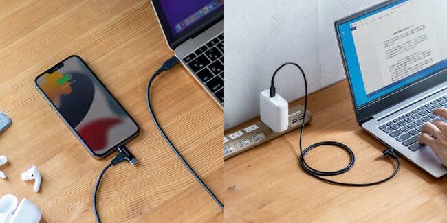 USB Type-Cとライトニングコネクタを使い分けられる2in1急速充電ケーブルを12月21日に発売