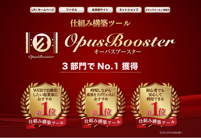 【EC@JAPAN協会調査結果】Office Lacroix合同会社の仕組み構築ツール「OpusBooster（オーパスブースター）」が3部門で1位を獲得