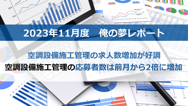 求人数・応募者数ともに増加で空調設備施工管理の転職市場が活況！【2023年11月度俺の夢レポート】