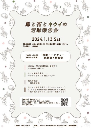 【震災復興】地域資源「馬・花・キウイ」を活かす担い手たちを支援！「福島県大熊町」での活動報告会を1月13日に開催