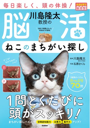 【ねこの写真に癒やされながら楽しく脳トレ！】脳トレの第一人者、川島隆太教授の脳トレシリーズ最新刊。『川島隆太教授の脳活　ねこのまちがい探し』発売！