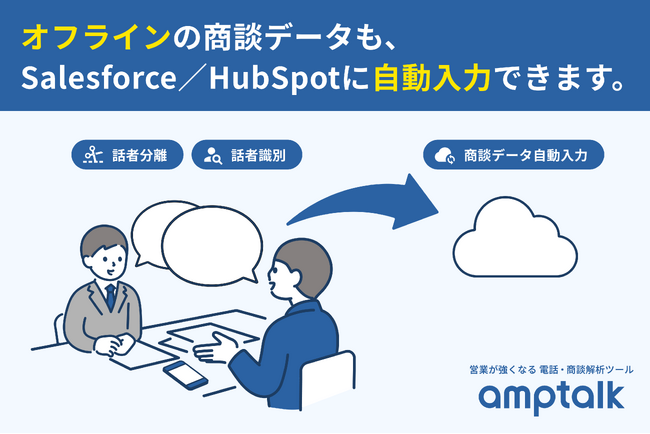 電話・商談解析ツール「アンプトーク」、オフライン商談の解析と商談データのSalesforce・HubSpot自動入力が可能に