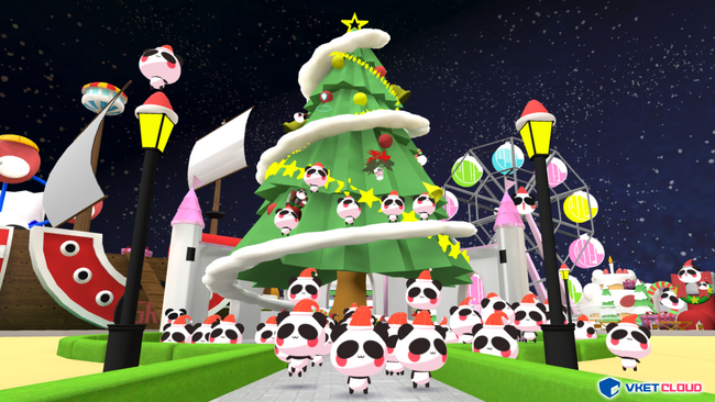 フォロワー100万人を超える人気TikTokキャラ「あおぱんだ」が、HIKKYのWebメタバース開発エンジン「Vket Cloud」で制作したメタバース空間でクリスマスパーティを開催！