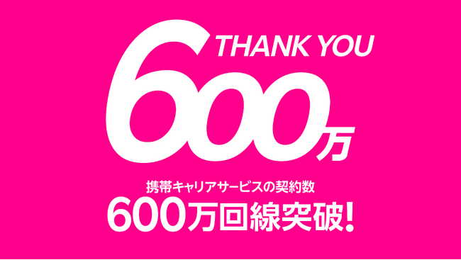 楽天モバイル、携帯キャリアサービスの契約数が600万回線を突破